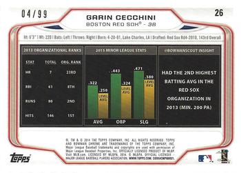 2014 Bowman Chrome - Bubbles Refractor #26 Garin Cecchini Back