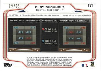 2014 Bowman Chrome - Bubbles Refractor #131 Clay Buchholz Back