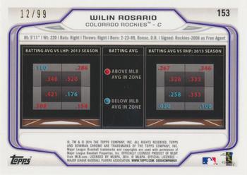 2014 Bowman Chrome - Bubbles Refractor #153 Wilin Rosario Back