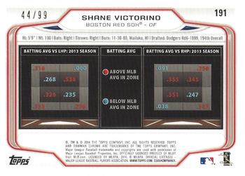 2014 Bowman Chrome - Bubbles Refractor #191 Shane Victorino Back