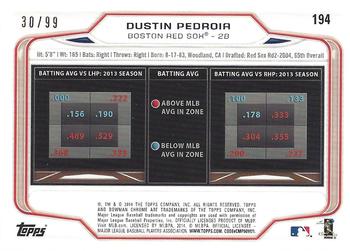 2014 Bowman Chrome - Bubbles Refractor #194 Dustin Pedroia Back