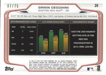 2014 Bowman Chrome - Green Refractor #26 Garin Cecchini Back