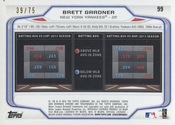 2014 Bowman Chrome - Green Refractor #99 Brett Gardner Back