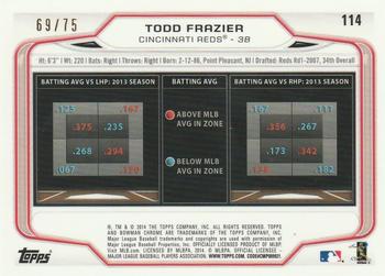 2014 Bowman Chrome - Green Refractor #114 Todd Frazier Back