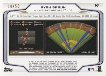 2014 Bowman Chrome - Gold Refractor #69 Ryan Braun Back