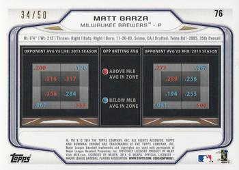 2014 Bowman Chrome - Gold Refractor #76 Matt Garza Back