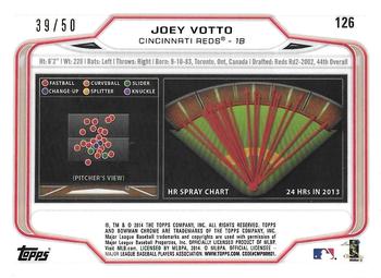2014 Bowman Chrome - Gold Refractor #126 Joey Votto Back