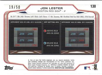 2014 Bowman Chrome - Gold Refractor #130 Jon Lester Back