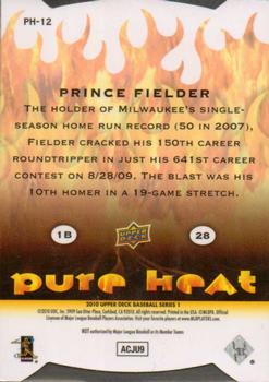 2010 Upper Deck - Pure Heat #PH-12 Prince Fielder Back