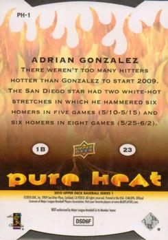 2010 Upper Deck - Pure Heat #PH-1 Adrian Gonzalez Back