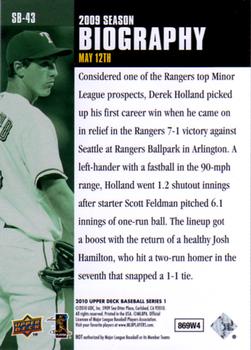 2010 Upper Deck - Season Biography #SB-43 Derek Holland Back