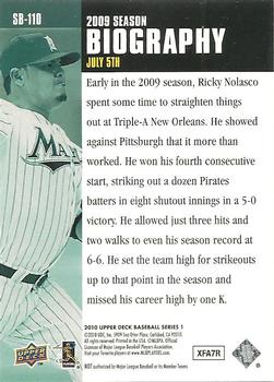 2010 Upper Deck - Season Biography #SB-110 Ricky Nolasco Back