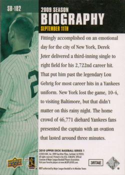 2010 Upper Deck - Season Biography #SB-182 Derek Jeter Back