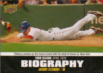 2010 Upper Deck - Season Biography #SB-24 Jacoby Ellsbury Front