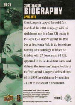 2010 Upper Deck - Season Biography #SB-29 Evan Longoria Back