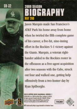 2010 Upper Deck - Season Biography #SB-32 Jason Marquis Back