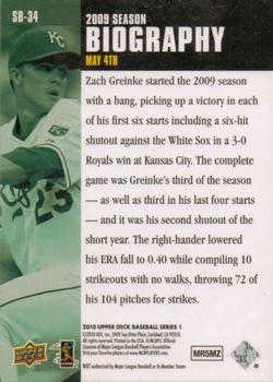2010 Upper Deck - Season Biography #SB-34 Zack Greinke Back