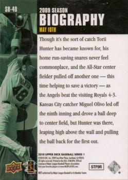 2010 Upper Deck - Season Biography #SB-40 Torii Hunter Back