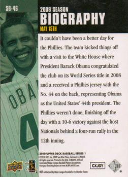 2010 Upper Deck - Season Biography #SB-46 Barack Obama Back