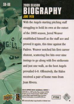 2010 Upper Deck - Season Biography #SB-86 Jered Weaver Back