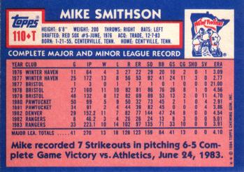 1984 Topps Traded #110T Mike Smithson Back