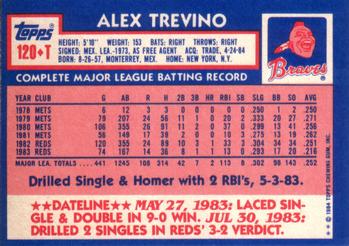 1984 Topps Traded #120T Alex Trevino Back