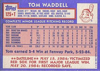 1984 Topps Traded #125T Tom Waddell Back
