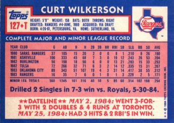 1984 Topps Traded #127T Curt Wilkerson Back