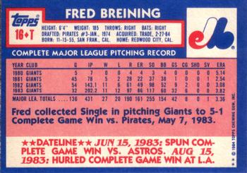 1984 Topps Traded #16T Fred Breining Back