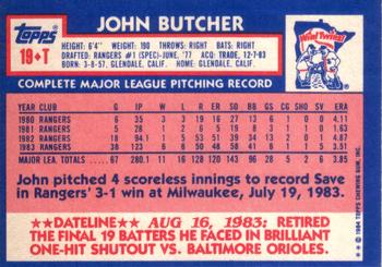 1984 Topps Traded #19T John Butcher Back