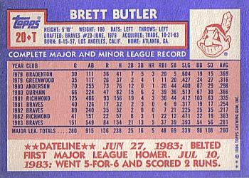 1984 Topps Traded #20T Brett Butler Back