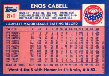 1984 Topps Traded #21T Enos Cabell Back