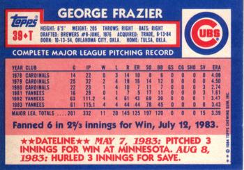 1984 Topps Traded #39T George Frazier Back