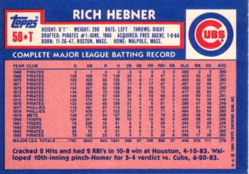 1984 Topps Traded #50T Rich Hebner Back