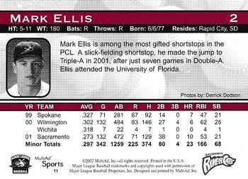 2002 MultiAd Sacramento River Cats #11 Mark Ellis Back