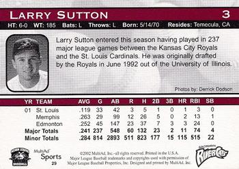 2002 MultiAd Sacramento River Cats #29 Larry Sutton Back