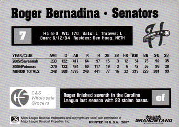 2007 Grandstand Harrisburg Senators #3 Roger Bernadina Back