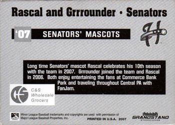 2007 Grandstand Harrisburg Senators #30 Rascal / Grrrounder Back