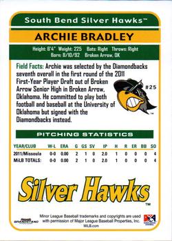 2012 Grandstand South Bend Silver Hawks #4 Archie Bradley Back