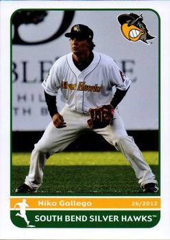 2012 Grandstand South Bend Silver Hawks #9 Niko Gallego Front