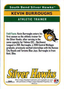2012 Grandstand South Bend Silver Hawks #31 Kevin Burroughs Back