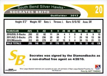 2013 Grandstand South Bend Silver Hawks #NNO Socrates Brito Back
