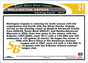 2013 Grandstand South Bend Silver Hawks #NNO Wellington Cepeda Back