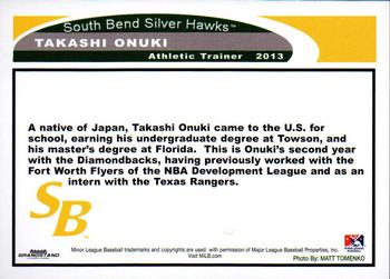 2013 Grandstand South Bend Silver Hawks #NNO Takashi Onuki Back