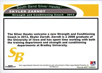 2013 Grandstand South Bend Silver Hawks #NNO Skyler Zarndt Back