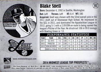 2014 Choice Midwest League Top Prospects #03 Blake Snell Back