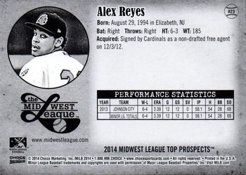 2014 Choice Midwest League Top Prospects #23 Alex Reyes Back