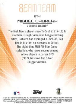 2014 Stadium Club - Beam Team #BT-1 Miguel Cabrera Back
