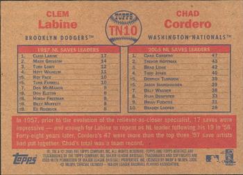 2006 Topps Heritage - Then and Now #TN10 Clem Labine / Chad Cordero Back