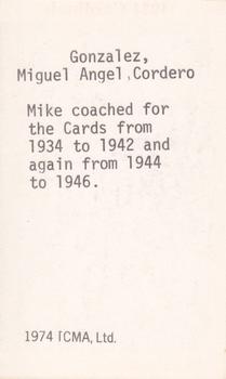 1974 TCMA 1934 St. Louis Cardinals #NNO Mike Gonzalez Back